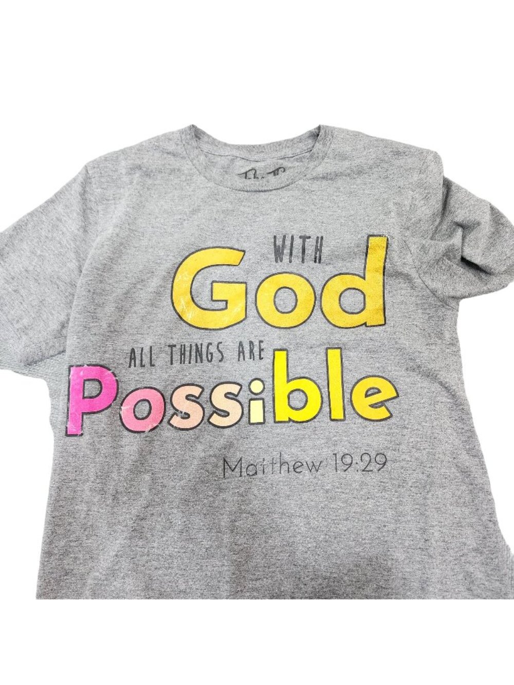 Bailey Apparel #Take That All Things Are Possible with God T-Shirt Medium Grey